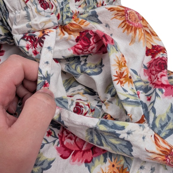 Kaktus Floral Maxi Skirt Women's Size L Elastic Waist Pockets White Pink Orange - Picture 4 of 8